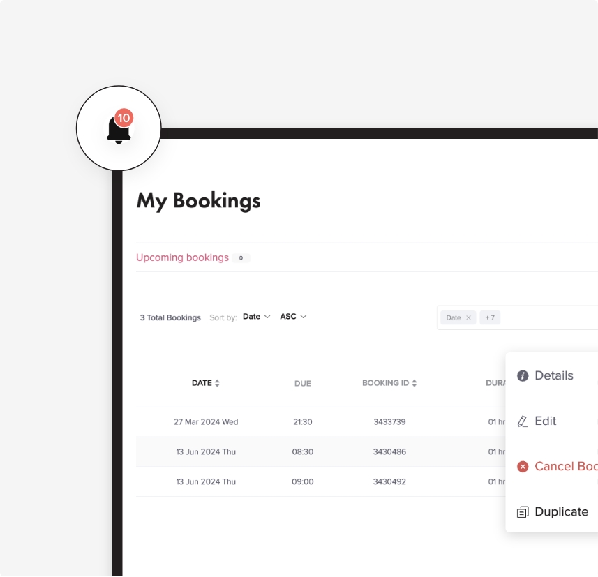 My bookings
